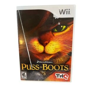 THQ Puss in Boots Nintendo Wii NTSC Good Complete CIB Action Adventure